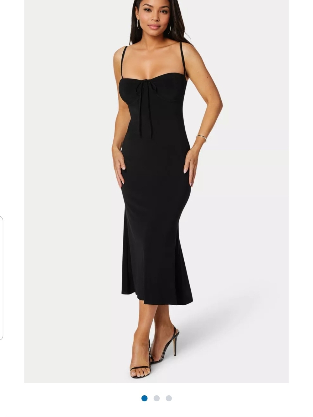 Bebe Black Tie-Front Midi Dress Sz. M